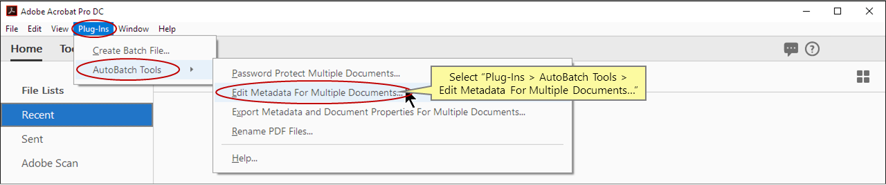  Start the Edit Metadata For Multiple Documents Tool